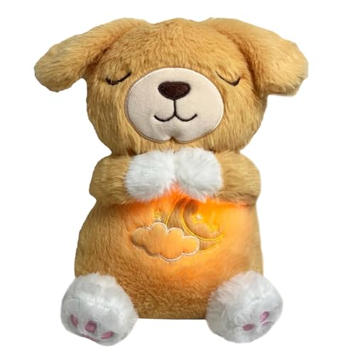 Sleeping Breathing Plüsch, Gefülltes Tierspielzeug, Sleeping Breathing Plush Stuffed Animals Spielzeug mit Sound Lights und Breathing Motion, Four Gear Adjustment, Portable Plush Toy, Soft Animal Toy von Mimoqk