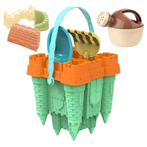 Strandspielzeug-Set für Kinder, Sandburgen-Bausatz, Strandspielzeug-Set, Sandburgen-Spielzeug, lustiger, reisefreundlicher, kreativer Netz-Aufbewahrungsrucksack, Strand-Sandspielzeug für Kinder und Er von Mimoqk