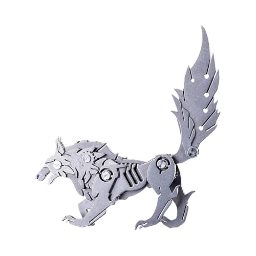 Wolf Modell Metall Wolf Modell Kit Wilder Wolf Metallmodelle, lustige abnehmbare Ornamente zum Zusammenbauen, interaktives 3D-Puzzle für Heimdekorationen, Kunsthandwerk für Kinder und Adu von Mimoqk