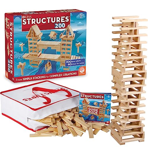 MindWare KEVA Structures 600 Planks – Freiform-3D-Bauset für Kinder – Erstellen Sie Ihre eigenen Architekturdesigns mit einfachen Holzblöcken von MindWare