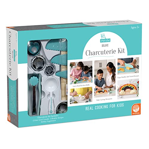 MindWare Playful Chef: Deluxe Charcuterie Kit – Echte Kinder-Kochsets – 25 Kinder-Kochutensilien inklusive Safe Kids Messerset, Charcuterie Board, Schneidebrett – ab 5 Jahren von MindWare