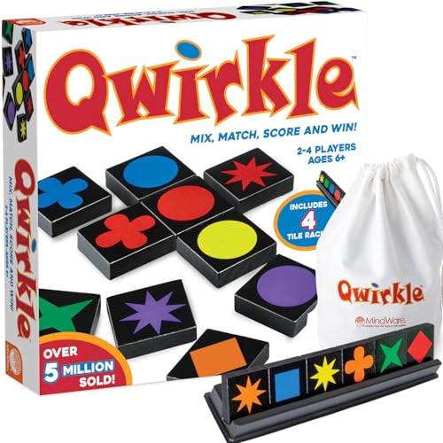 Qwirkle Brettspiel - Strategiespiel für 2-4 Spieler ab 6 Jahren - Deluxe mit Tabletts von MindWare