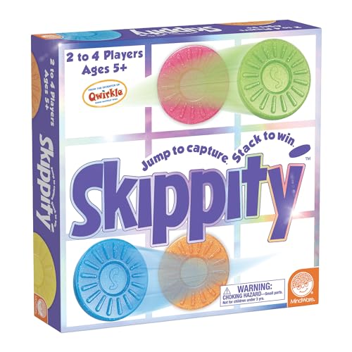 MindWare Skippity – Jump-and-Capture Brettspiel für 2 bis 4 Spieler – Twist on Checkers – 100 Stück – Spaß für Kinder & Erwachsene – ab 5 Jahren von MindWare