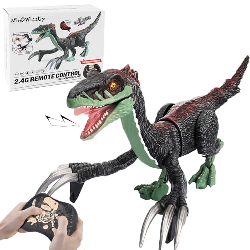 MindWissUp Ferngesteuerter Dinosaurier Spielzeug für Kinder, 2.4GHzRC Elektrischer Dino mit Licht und Sound for Boys Gifts Robot Dinosaur (42.5 * 21 * 25cm) von MindWissUp