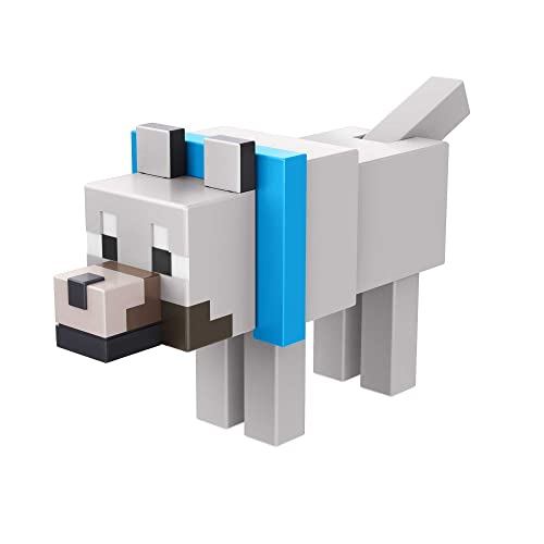 Mattel Minecraft HFC30 - Actionfigur Wolf zum Selberbauen (8 cm), 1 Portalteil und Zubehörteil, Spielzeug Geschenk zum Sammeln für Fans und Kinder ab 6 Jahren von Mattel