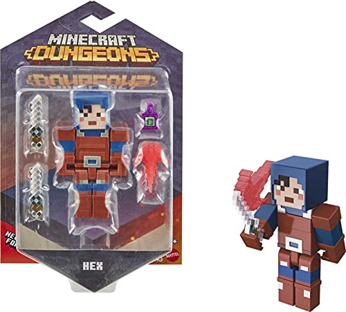 Mattel Minecraft GNC25 - Dungeons Figuren Sortiment (ca. 8 cm), Actionfigur zum Sammeln und Zubehörteile, basierend auf dem Videospiel, Geschenk für fantasievolles Spielen für Kinder ab 6 Jahren von Minecraft