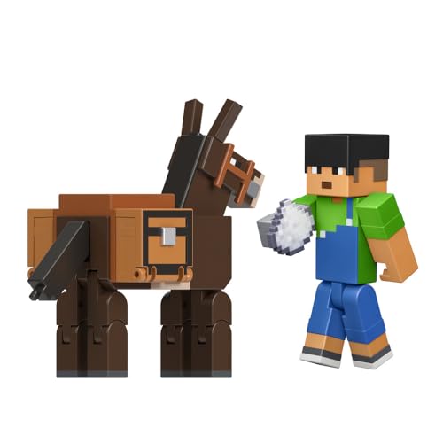 Minecraft Vanilla Actionfigur Steve und Mula, 8,3 cm, für Kinder ab 6 Jahren von Minecraft