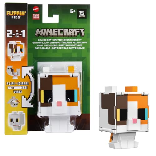 Minecraft Vanille Actionfigur Flippin' 3,75 Zoll / 9,5 cm (3,75 Zoll) + Britische Katze für Kinder ab 6 Jahren von Minecraft