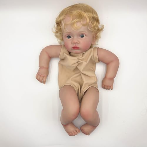 MineeQu 24 Zoll Blaue Augen Lebensechtes Unfertiges Reborn Puppen Set Bereits bemaltes Puppen Set Realistischee Neugeborenen Puppenteile mit Blondem Haar Reborn Dolls von MineeQu