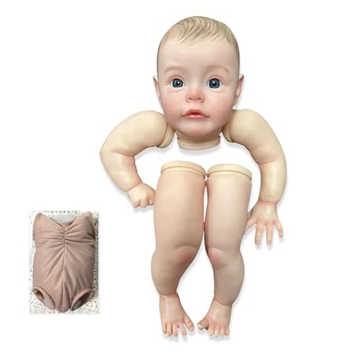 MineeQu 24Inches Handbemaltes Haar bereits gemalt Kits Realistische Reborn Baby Puppe Teile mit sichtbaren Venen Lebensechte neugeborenen wach Puppe Kits Stoff Körper und Augen enthalten von MineeQu