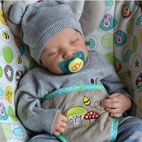 MineeQu Süße schlafende realistische Reborn Babypuppen 19-Zoll-Vinyl-Ganzkörper-anatomisch korrekte lebensechte Neugeborene zum Sammeln Kunstpuppe für Jungen, sicher für Kinder ab 3 Jahren von MineeQu