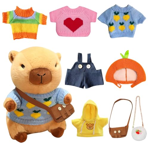 9pcs Capybara Plüschtier, 23cm Niedliche Capybara Kuscheltier, Capybara Plushie Puppen Mit Kleidung Tasche Hut, Niedlichen Capybara Plushie, Simulation Tier Capybara Puppen für Geburtstagsgeschenk 9pcs Capybara Plüschtier, 23cm Niedliche Capybara Kuscheltier, Capybara Plushie Puppen Mit Kleidung Tasche Hut, Niedlichen Capybara Plushie, Simulation Tier Capybara Puppen für Geburtstagsgeschenk von Mineup