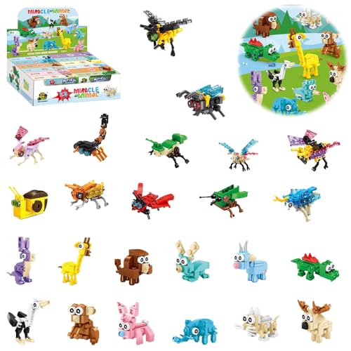 Mineup 24pcs Mitgebsel Kindergeburtstag Gastgeschenke, 3 IN 1 Mini Bausteine Tiere Konstruktionsspielzeug, Baustein Spielzeug Weihnachten Geburtstag Party Geschenke für ab 3-12 Jahre Mädchen Jungen Mineup 24pcs Mitgebsel Kindergeburtstag Gastgeschenke, 3 IN 1 Mini Bausteine Tiere Konstruktionsspielzeug, Baustein Spielzeug Weihnachten Geburtstag Party Geschenke für ab 3-12 Jahre Mädchen Jungen von Mineup