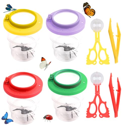 Mineup Becherlupe Lupenbecher Set, 8 Piece Lupendose Lupenbecher, Forscherset für Kinder, Kinder Insekten Beobachtungsbox, Lupe Insekten Sammelbox, für Kinder Wissenschaft Biologie Naturerkundung von Mineup