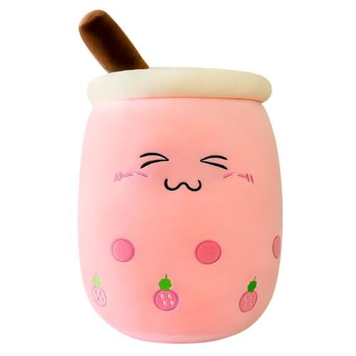 Mineup Bubble Stofftier Plüschtier, 25CM Bubble Tea Plüschkissen, Cartoon Plüschpuppen Geschenk für Kinder Mädchen Jungen (Rosa) von Mineup