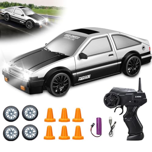 Mineup Ferngesteuertes Auto, 1:24 RC Drift Car, 2,4Ghz Spielzeugauto, 45km/h RC Cars Spielzeug, RC Auto Mit Fernbedienung, Spielzeug Rennauto Mit LED-Licht Für Ab 4 5 6 7 8 + Jahre Kinder Erwachsene von Mineup