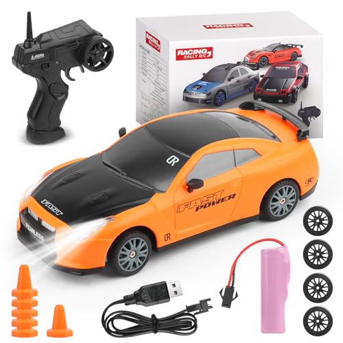 Mineup RC Drift Car, 1:24 Ferngesteuertes Auto, 30km/h 4WD RC Cars Spielzeug, 2,4Ghz Spielzeugauto, RC Auto mit Fernbedienung, Spielzeug Rennauto mit LED-Licht für Ab 5 6 7 8 + Jahre Kinder Erwachsene von Mineup