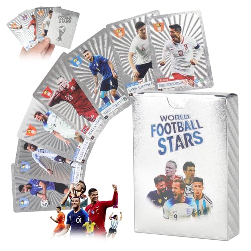 Mineup Fußball-Star-Karten, Goldfolie 2025, Champions Premier League, Sammlerstück, Champions Premier League, Sammler-Footballkarten, Euro-Fußballkarten (Silber), 55 Stück von Mineup