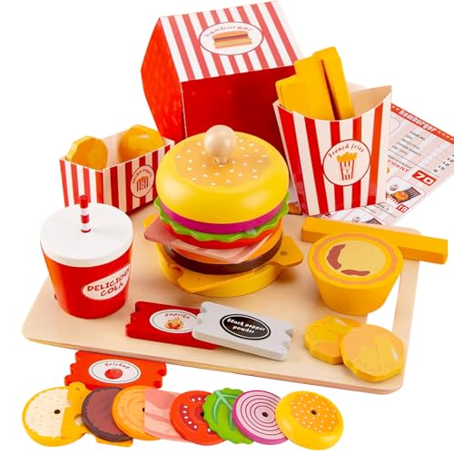 Mineup Kinderküche Zubehör Holz, Kinderküche Spielküche Zubehör, Hamburger Spielzeug, Burger Pommes, Lebensmittel Spielzeug aus Holz, Rollenspiele Geschenk für Kinder ab 3 4 5 6 7 8 9 Jahre Mineup Kinderküche Zubehör Holz, Kinderküche Spielküche Zubehör, Hamburger Spielzeug, Burger Pommes, Lebensmittel Spielzeug aus Holz, Rollenspiele Geschenk für Kinder ab 3 4 5 6 7 8 9 Jahre von Mineup
