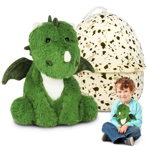 Mineup Plüsch Dinosaurier, Dinosaurier Im Ei Stofftier Plüschtier, Kuscheltier Plüsch Dinosaurier Und Eierkissen, Kuscheltier Dino Baby im Ei Weich, Dino Ei Ohnezahn Kuscheltier Ostern Geschenk von Mineup