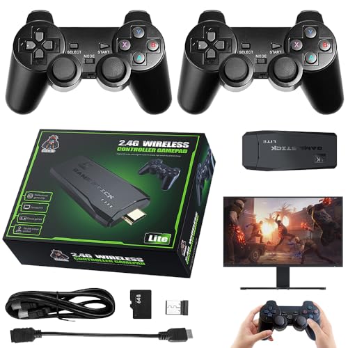 Mineup Retro Konsole Spielkonsole Game Stick, 64G HD Classic Game Stick Mit 2 Gamepads, 20000+ Spiele HDMI Plug & Play Wireless Retro Game Stick Für TV, Geschenk Spiele Für Jungen Und Erwachsene von Mineup