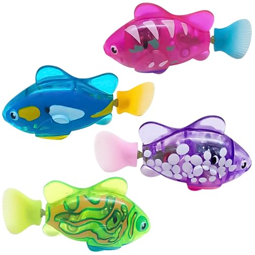 Mineup Roboter Fisch, 4 Stück Robo Fish, Robo Fische für Kinder, Elektrische Fische mit Leuchtende, Wiederverwendbare Schwimmende Roboterfische, Schwimmende Fische Spielzeu für Poolspielzeug Mineup Roboter Fisch, 4 Stück Robo Fish, Robo Fische für Kinder, Elektrische Fische mit Leuchtende, Wiederverwendbare Schwimmende Roboterfische, Schwimmende Fische Spielzeu für Poolspielzeug von Mineup
