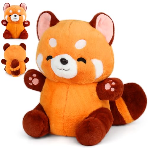 Mineup Roter Panda Kuscheltier, 23cm Red Panda Plush, Kawaii Panda Plüschtier, Kuscheliger Panda Plüsch, Roter Panda Plüschtier, Panda Puppen Kissen Geschenke für Kinder Weihnachten Geburtstag von Mineup