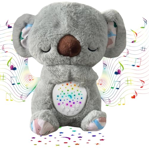 Mineup Schlummer Koala, 30cm Schlummer Otter mit Herzschlag, Schlummer Otter Kuscheltier, Beruhigender Koalabär mit Musik und Projektor, Koala Kuscheltier, Schlafende Relief Koala Geschenk für Baby von Mineup