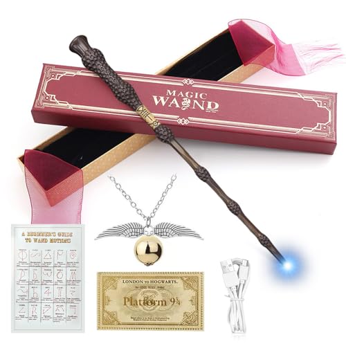 Mineup Zauberstab, 38CM Zauberstab mit Licht, Zauberstäbe mit Zauberspruch-Karte, Halskette Stationsticket, Wizarding World Requisite für Hexen und Magier Cosplay de Halloween Mineup Zauberstab, 38CM Zauberstab mit Licht, Zauberstäbe mit Zauberspruch-Karte, Halskette Stationsticket, Wizarding World Requisite für Hexen und Magier Cosplay de Halloween von Mineup