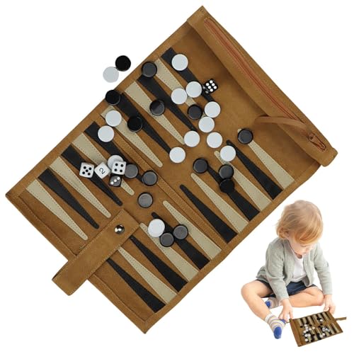 Backgammon-Brettspiel, Backgammon-Spiel in Reisegröße | Klassisches Brettspiel,Tragbares Reise-Strategie-Backgammon-Spielset, klassisches Strategie-Brettspiel, kleines Backgammon-Spielset für Kinder von Mingchengheng