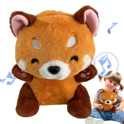 Mingchengheng Atmender Bär Sleep Buddy,Atmender Plüsch - Roter Bär mit Musik-Plüschkissen,Stofftierkissen mit Musiklichtern und rhythmischem Atmen, Frühpädagogikpuppe für die Reise nach Hause von Mingchengheng