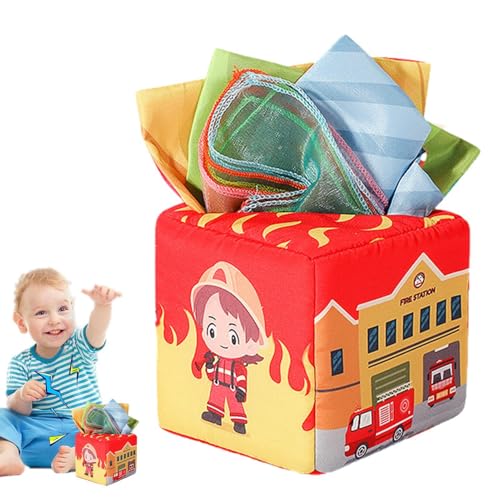 Taschentuchbox für Kleinkinder, sensorische Taschentuchschals,Kleinkind-Lernspielzeug Taschentuchbox sensorisch - Frühpädagogisches Kleinkindspielzeug, das Geräusche für Kinderzimmer und Wohnzimmer er von Mingchengheng