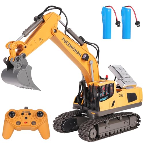 Mingfuxin Ferngesteuerter Bagger Spielzeug, 2.4GHZ RC Bagger für Kinder, Kinderspielzeug RC Bagger mit Metall Schaufel, 680° Drehung, Lichtern & Sound für Jungen Mädchen Weihnachten Geschenk von Mingfuxin