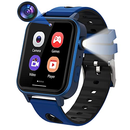 Mingfuxin Kinder Spiele Smartwatch, Smart Watch für Kinder mit Touchscreen, 18 Spieles, Kamera, Schrittzähler, Wecker, MP3-Musikplayer für Kinder, Jungen, Mädchen, Weihnachten, Geburtstag(Dunkelblau) von Mingfuxin