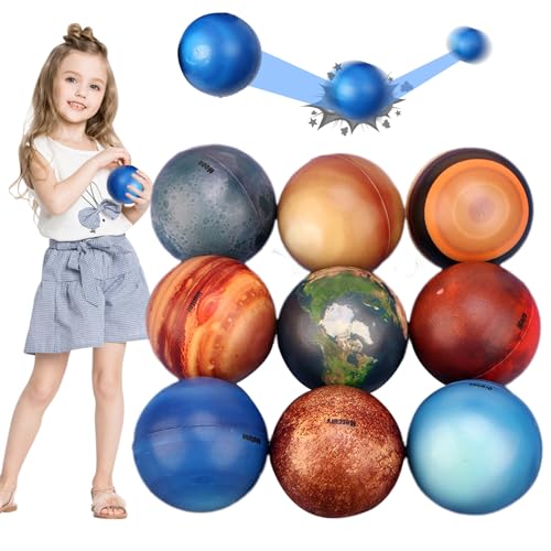 Stressball Stressbälle,Minging 9 Stück Stressabbau-Bälle Antistressball Knautschball Wutball für Kinder Anti Stress Spielzeug Set Stressbälle Squeeze Ball(6cm) Entspannt Körper und Geist von Minging