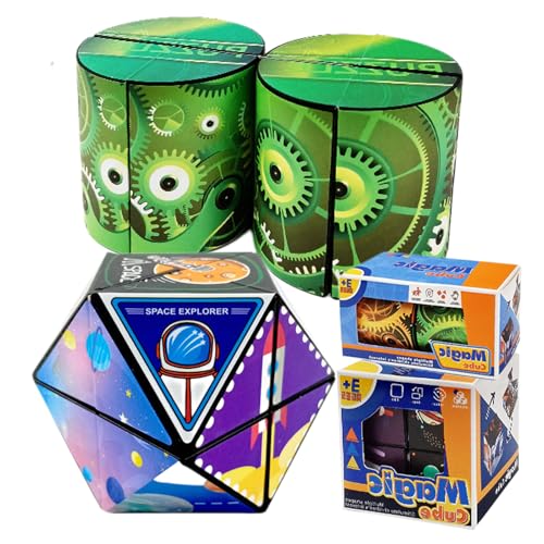 Zauberwürfel,Minging 2 Stück Würfel Für Mechanisch, Raumfahrt Thema Magic Cube Für Kinder Und Erwachsene Star Cube Verwandelt Puzzle-Würfel Zauberwürfel 3D Puzzle Würfel Infinity Cube von Minging