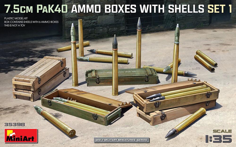 7.5cm PaK40 Ammo Boxes w/Shells Set 1 von Mini Art