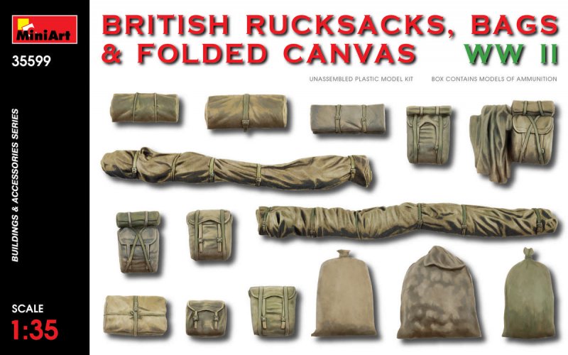 British Rucksacks, Bags & Folded Canvas WW2 von Mini Art