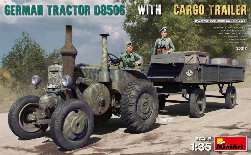 German Tractor D8506 with Cargo Trailer von Mini Art