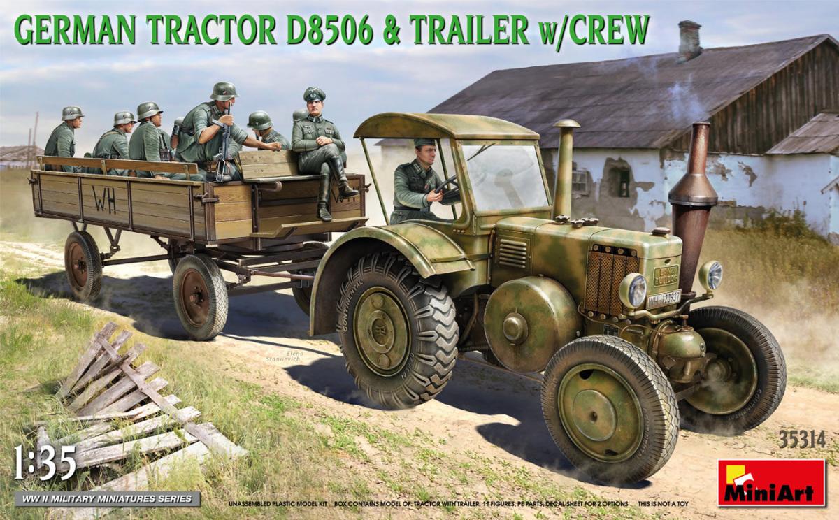 German Tractor D8506 with Trailer & Crew von Mini Art