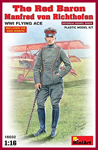 Mini Art 16032 1:16 Fig. Roter Baron Man. v. Richthofen - originalgetreue Nachbildung, Modellbau, Plastik Bausatz, Basteln, Hobby, Kleben, Modellbausatz, Zusammenbauen, unlackiert von MiniArt