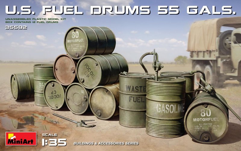 U.S. Fuel Drums (55 Gals.) von Mini Art