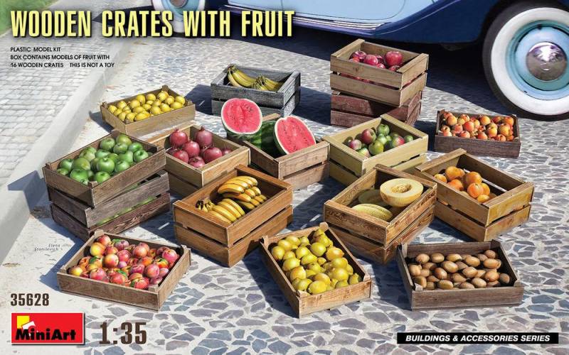 Wooden Crates with Fruit von Mini Art