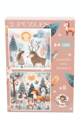 Mini Welten - Kinderpuzzle 6 Jahre - 2 Puzzles mit je 100 Teilen - Kinderpuzzle 100 Teile - Puzzle 40 x 40 cm - recycelte Puzzles - Spiele Kinder 6 Jahre - pädagogisches Puzzle von Mini mundos