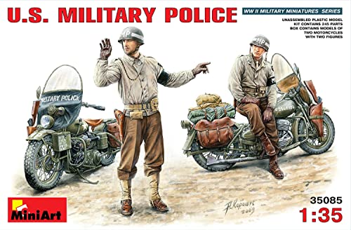 Mini Art 35085 1:35 US Millitärpolizei mit Motorrad (2) - originalgetreue Nachbildung, Modellbau, Plastik Bausatz, Modellbausatz, Militär Bausatz, 1:35 Plastikbausatz, Verschieden von MiniArt