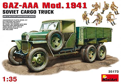 Mini Art 35173 1:35 GAZ-AAA Transport-LKW Mod. 1941 (6) - originalgetreue Nachbildung, Modellbau, Plastik Bausatz, Basteln, Hobby, Kleben, Modellbausatz, Zusammenbauen, unlackiert von MiniArt