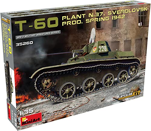 Mini Art 35260 1:35 T-60 Plant No.37 Frühj. 1942 Inter.-originalgetreue Nachbildung, Modellbau, Plastik Bausatz, Basteln, Hobby, Kleben, Modellbausatz, Zusammenbauen, unlackiert von MiniArt