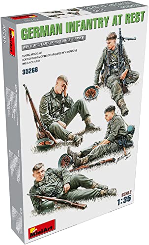 Mini Art 35266 1:35 Figuren Deutsche Infanterie-Soldaten in Ruhe(4) - originalgetreue Nachbildung, Modellbau, Plastik Bausatz, Basteln, Hobby, Kleben, Modellbausatz, Zusammenbauen, unlackiert von MiniArt