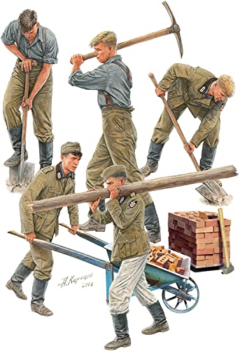 Mini Art 35408 1:35 Fig. Dt. Soldaten b.d.Arbeit(5) SE - originalgetreue Nachbildung, Modellbau, Plastik Bausatz, Basteln, Hobby, Kleben, Modellbausatz, Zusammenbauen, unlackiert von MiniArt