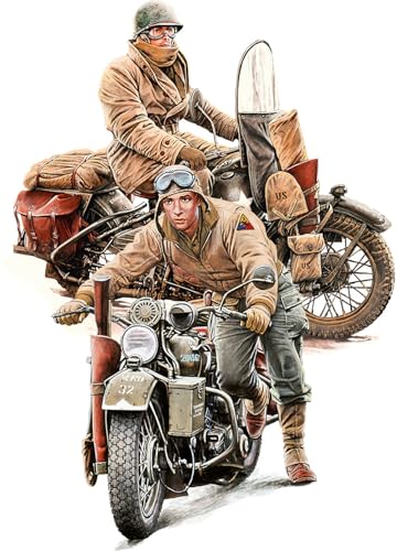 Mini Art 35422 1:35 U.S. Soldaten m. WLA Motorrädern - originalgetreue Nachbildung, Modellbau, Plastik Bausatz, Basteln, Hobby, Kleben, Modellbausatz, Zusammenbauen, unlackiert von MiniArt